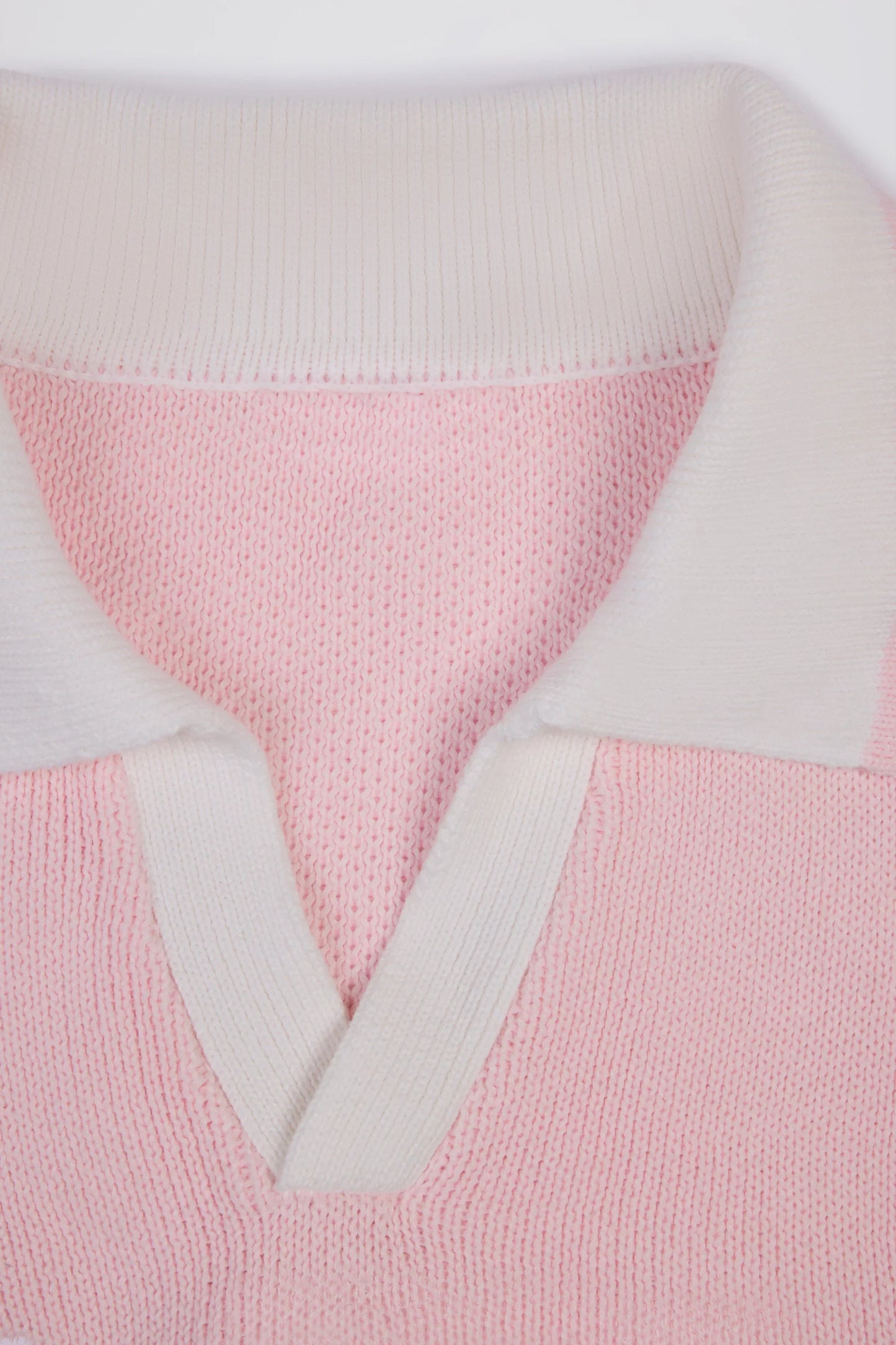Cotton Jersey Oversized V Neck Jumper in Powder Pink