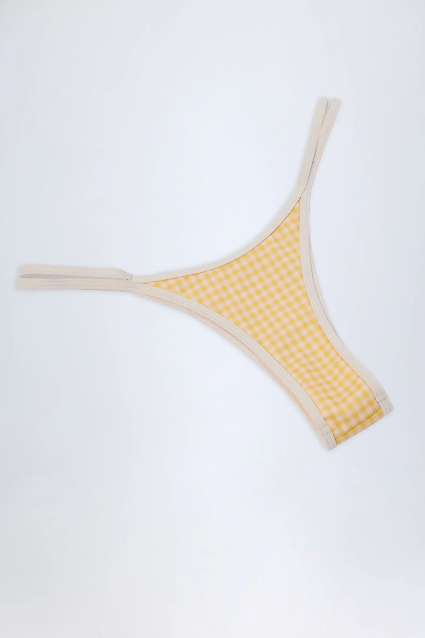 Double Strap Cheeky Bikini Bottoms in Yellow Gingham