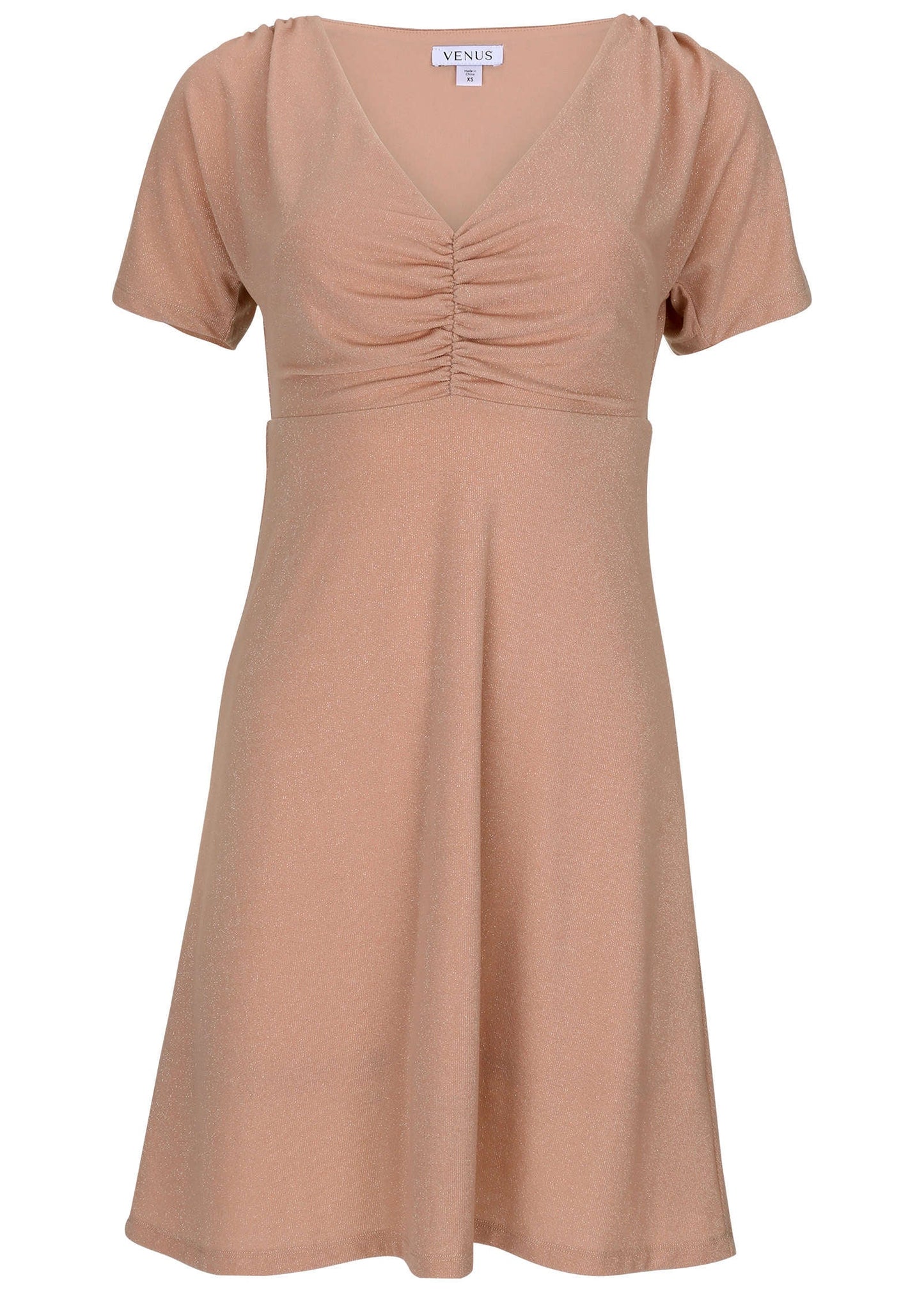 Glitter Mini Dress Champagne Blush