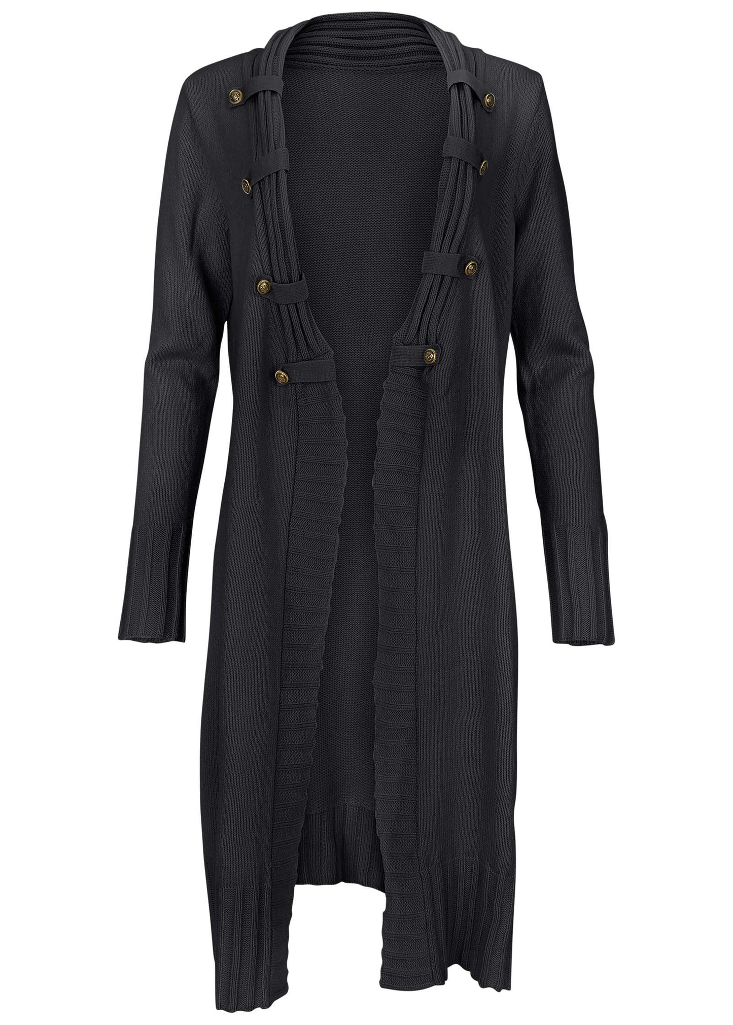Button Detail Duster Jet Black