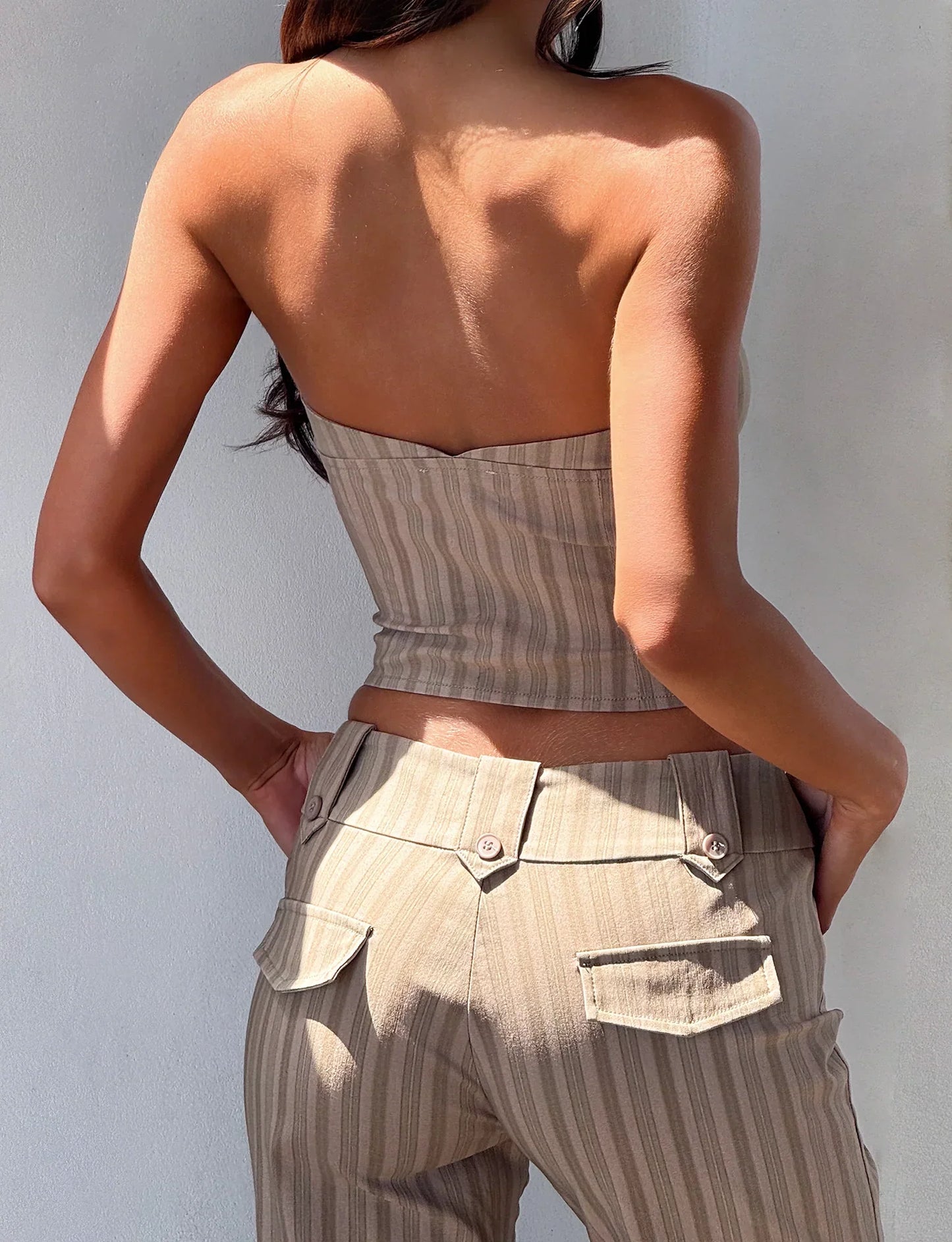KITTIE PANT TAUPE STRIPE