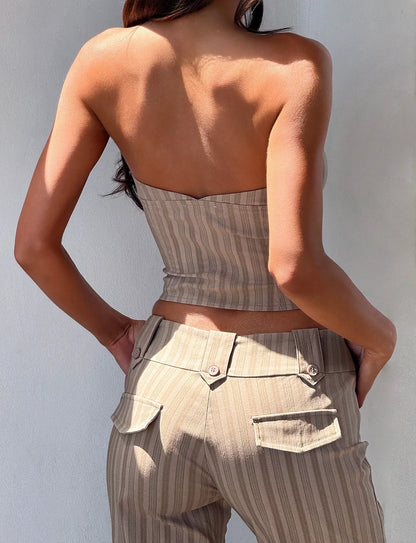 KITTIE PANT TAUPE STRIPE