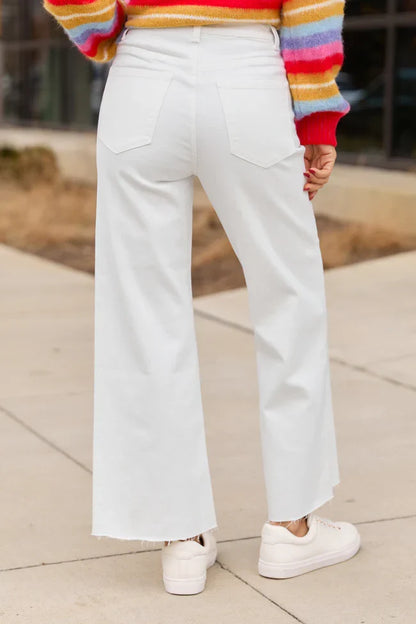 Malia White High Rise Wide Leg Jeans