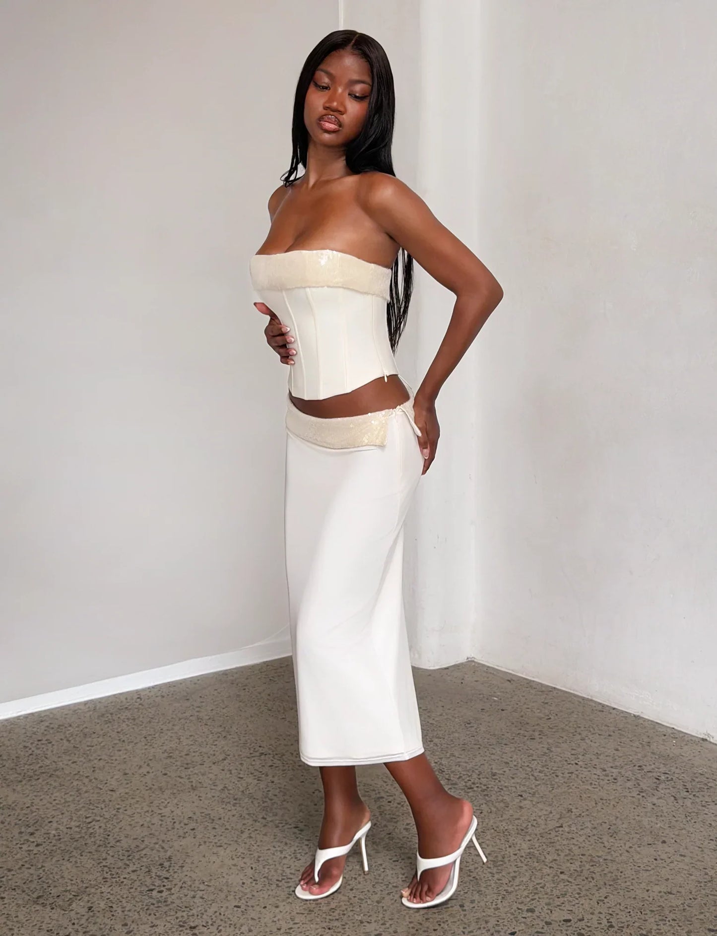 CHARLYZE MIDI SKIRT CREAM
