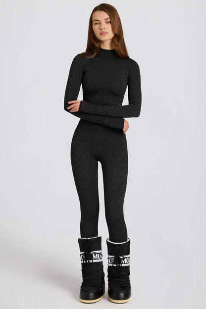 Thermal Base Layer Leggings in Black Leopard