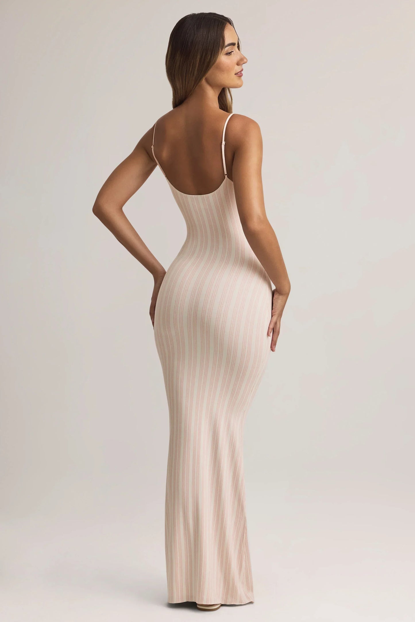 Modal Scoop Neck Strappy Maxi Dress in Stripe Print