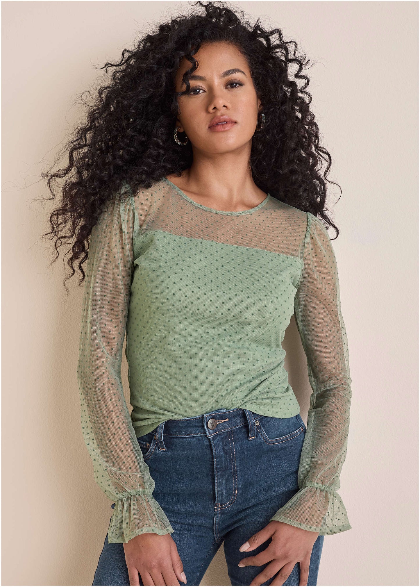 Dot Mesh Top Iceberg Green