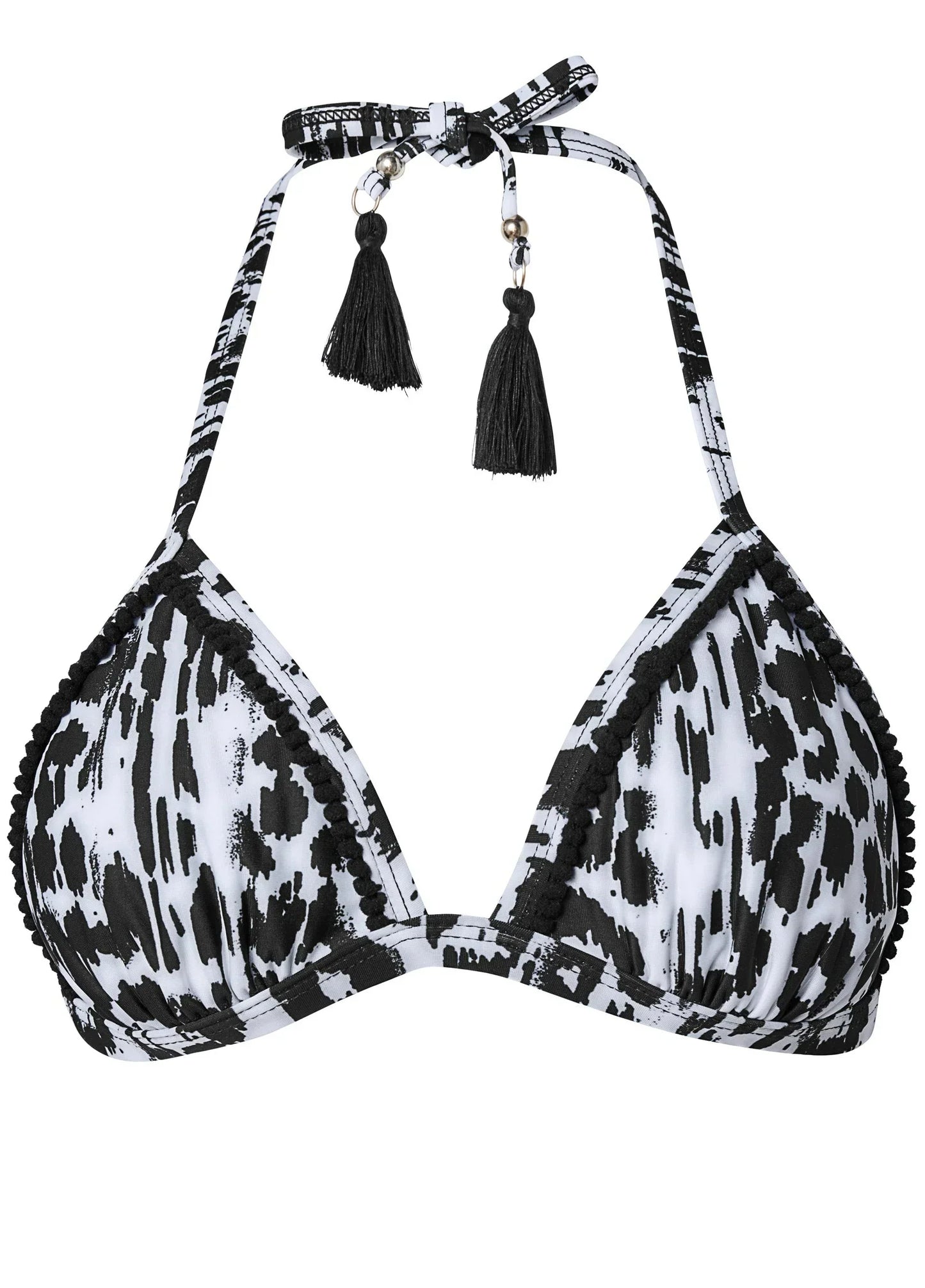 POM POM TRIANGLE BIKINI TOP Alluring Leopard