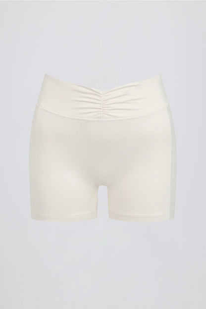 Ruched Mini Shorts in Vanilla