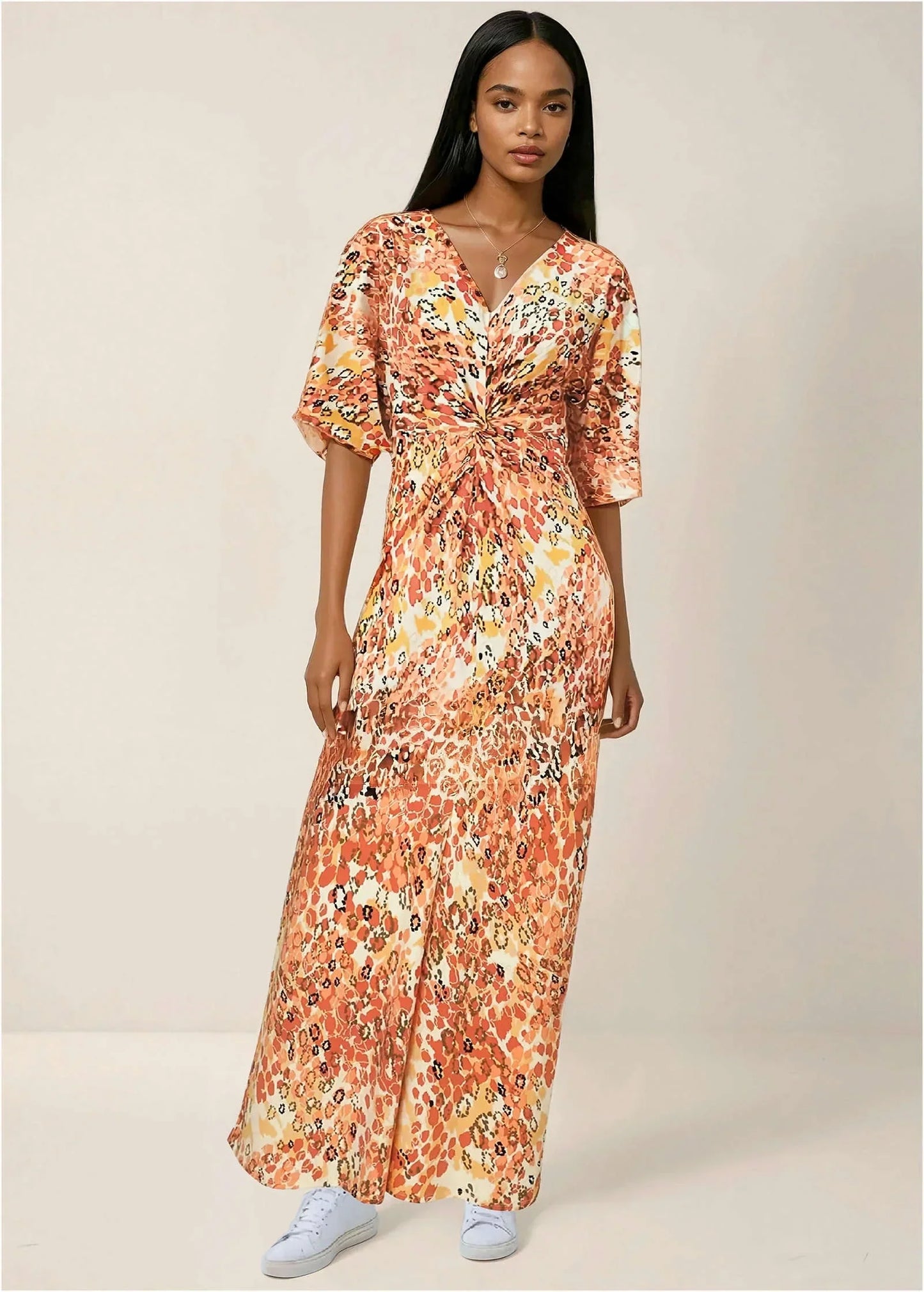 Twist Front Maxi Dress Leopard Trail