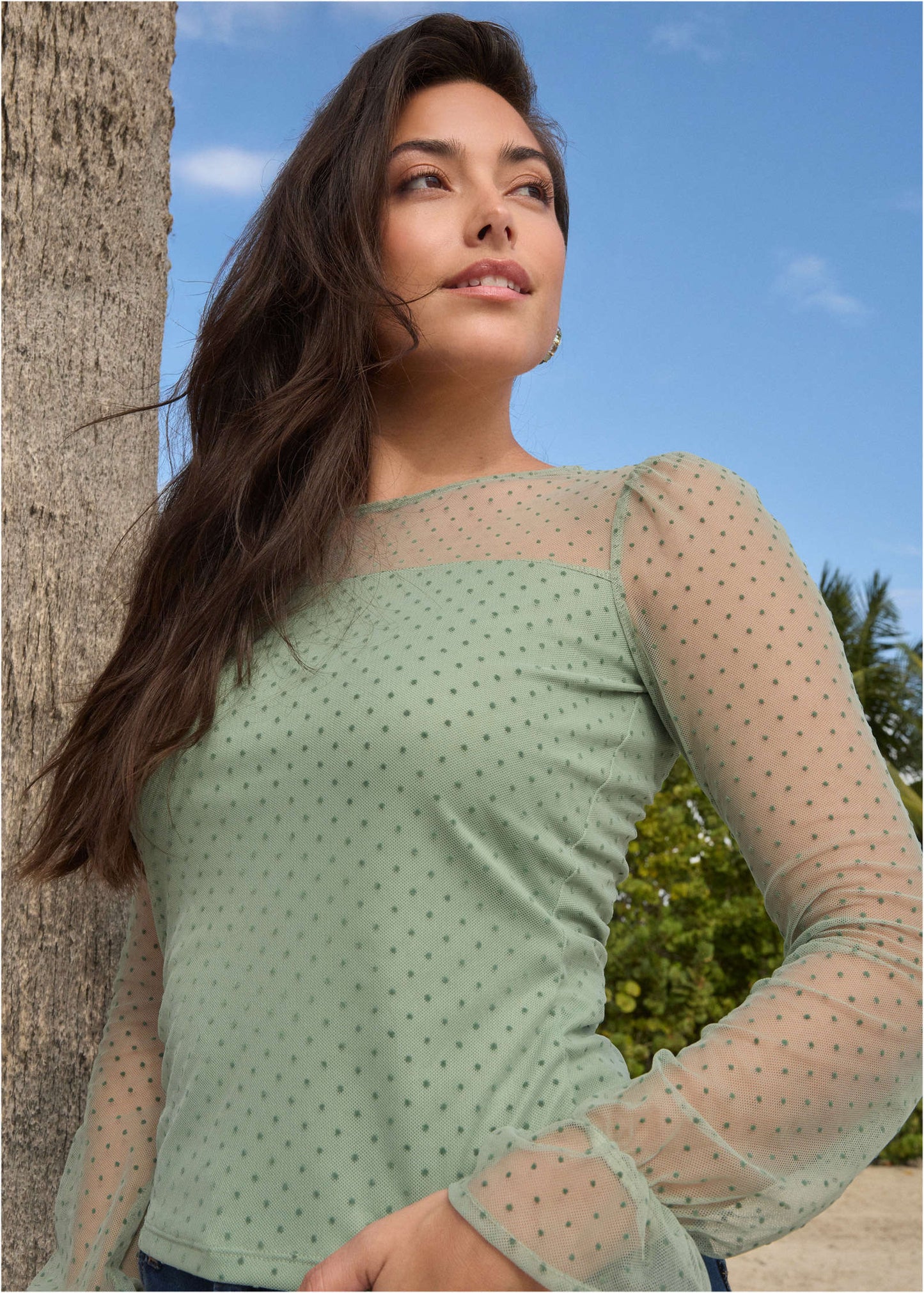 Dot Mesh Top Iceberg Green
