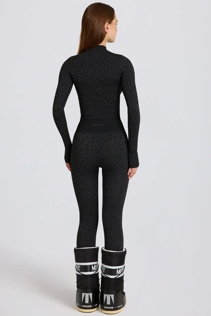 Thermal Base Layer Leggings in Black Leopard