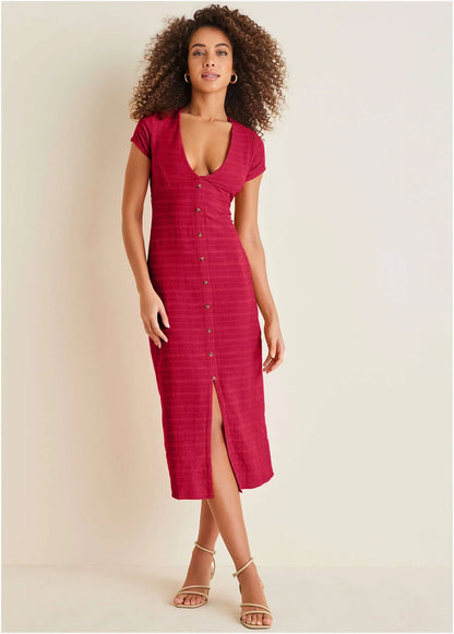 Linen Midi Dress Barberry