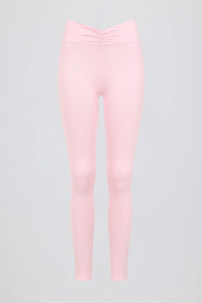 Brushed Jersey Ruched Mid Rise Leggings in Bloom