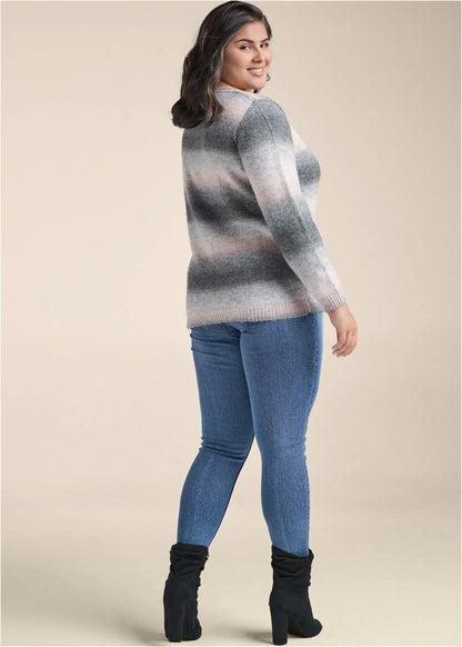 Ombre Stripe Sweater Pink Black