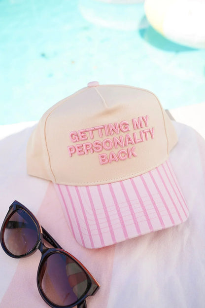 KenzKustomz Pink Stripe Trucker Hat Getting my Personality Back
