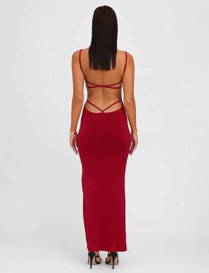 MINERVA MAXI DRESS RED BERRY RED