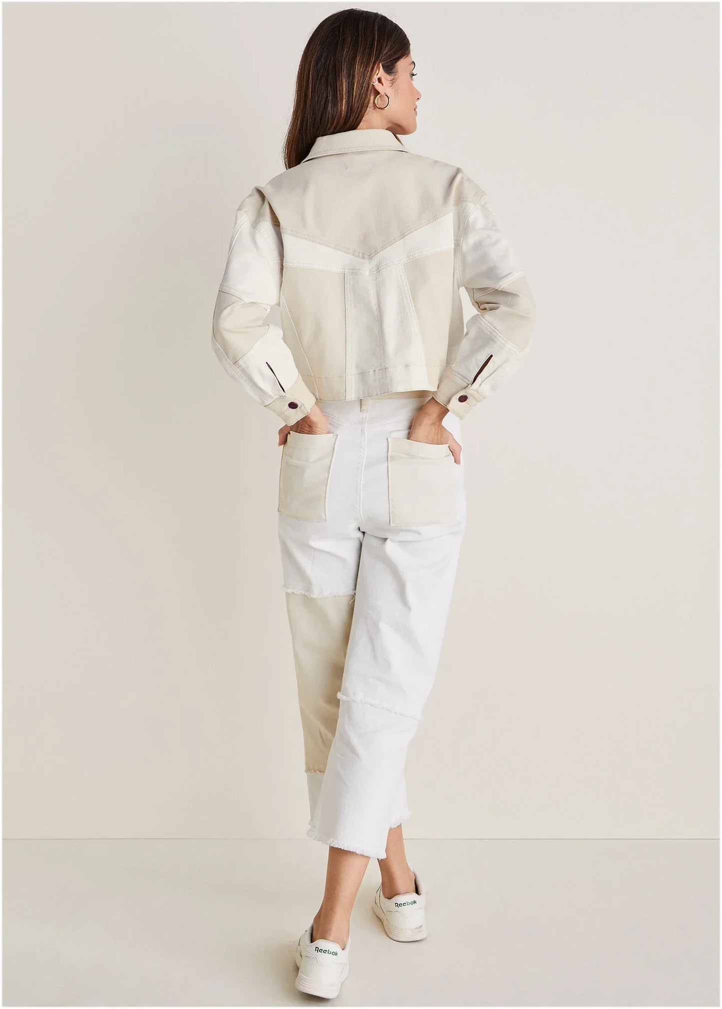 Patchwork Denim Jacket Whisper White Turtledove Combo