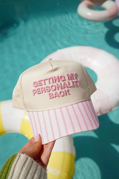 KenzKustomz Pink Stripe Trucker Hat Getting my Personality Back