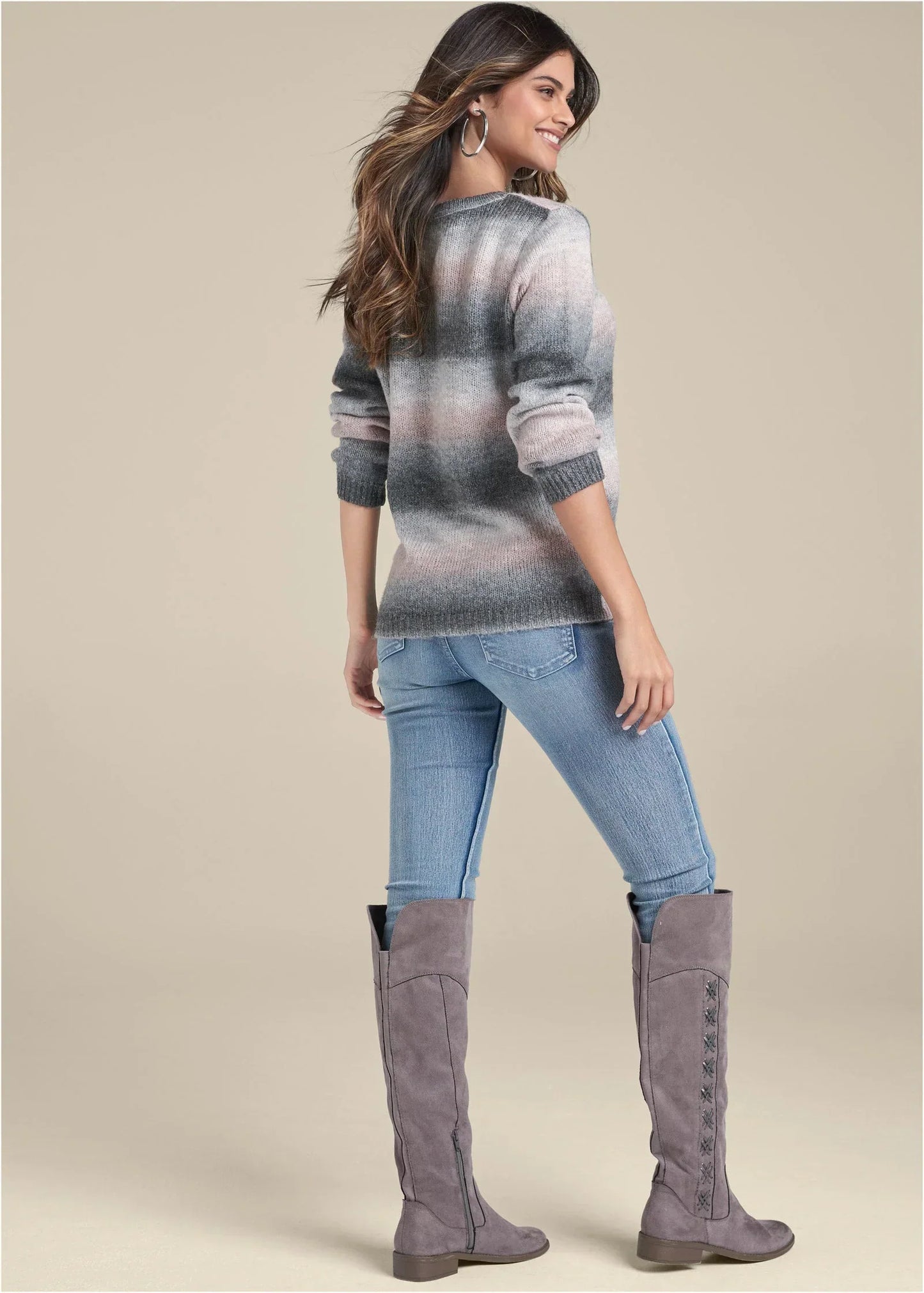 Ombre Stripe Sweater Pink Black