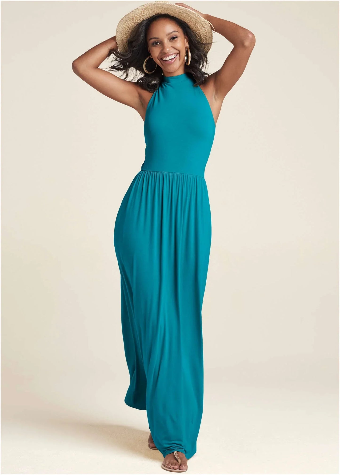 High Neck Maxi Dress Teal