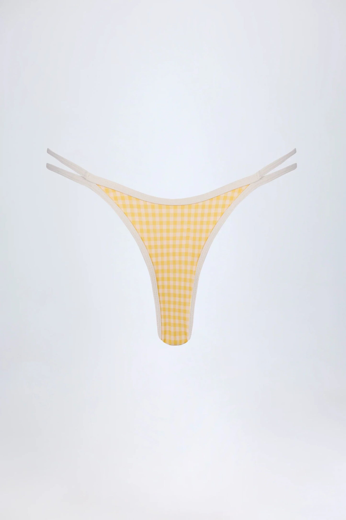 Double Strap Cheeky Bikini Bottoms in Yellow Gingham