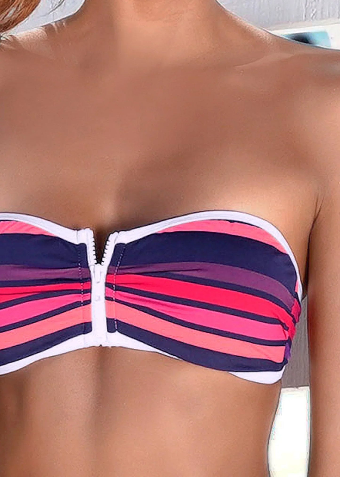 Bandeau Bikini Top Sunburst Stripe
