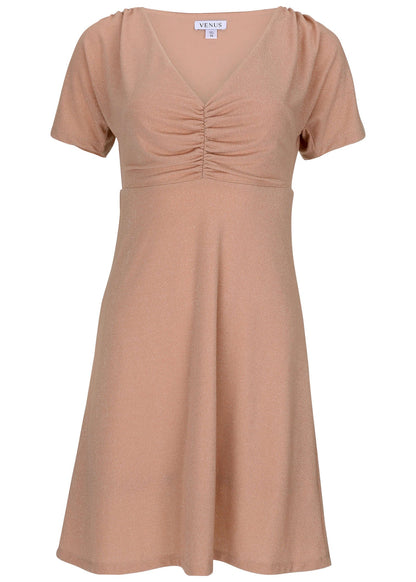 Glitter Mini Dress Champagne Blush