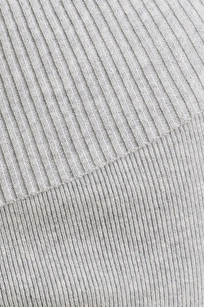 Chunky Knit Foldover Kick Flare Trousers in Grey Marl