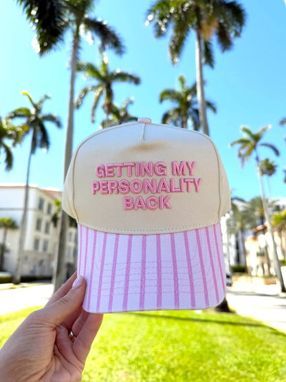 KenzKustomz Pink Stripe Trucker Hat Getting my Personality Back