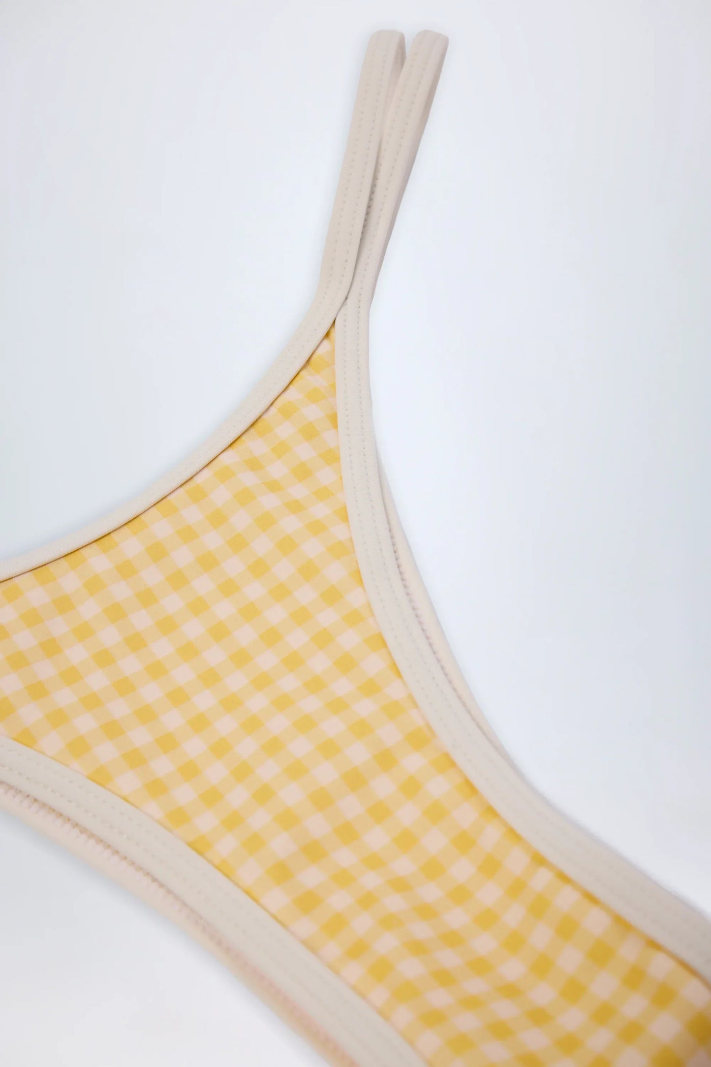 Double Strap Cheeky Bikini Bottoms in Yellow Gingham