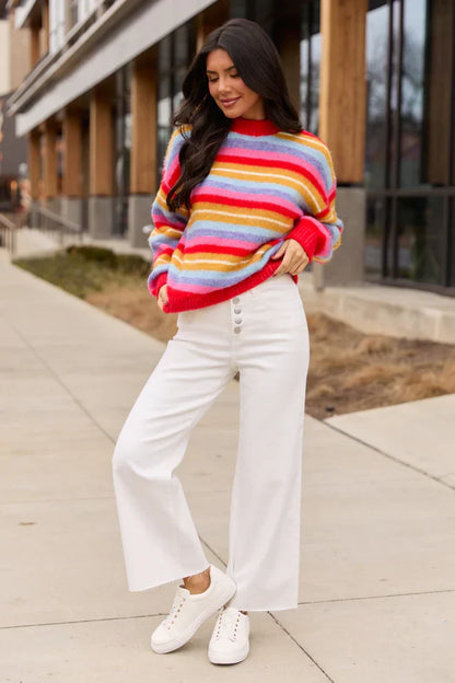 Malia White High Rise Wide Leg Jeans