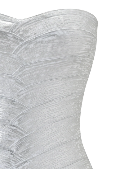 NIYA METALLIC BANDAGE DRESS LIQUID SILVER