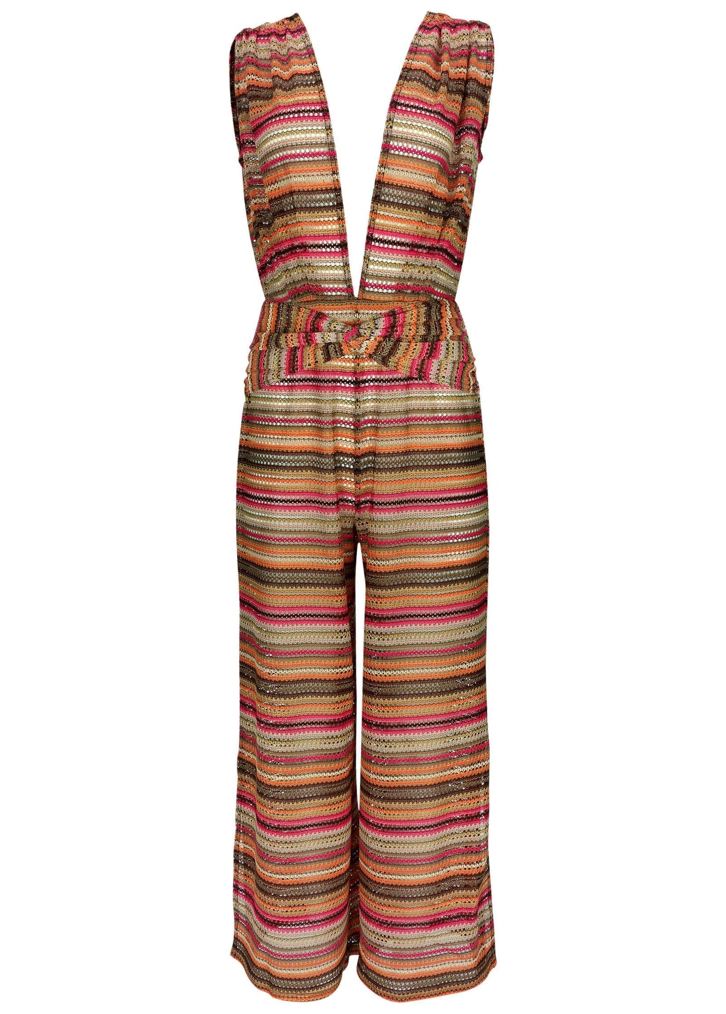 Crochet Cover Up Jumpsuit Raspberry Multi