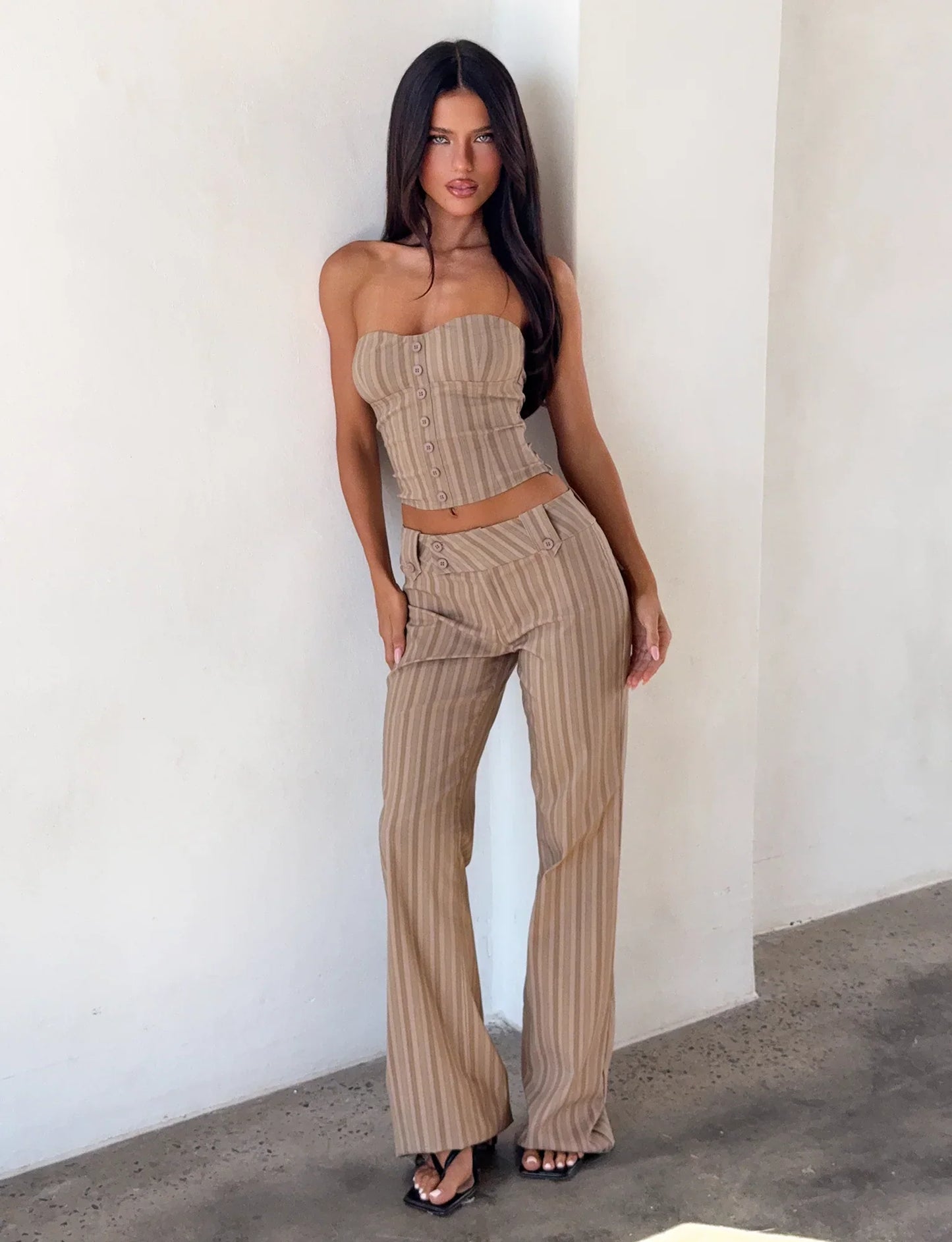 KITTIE PANT TAUPE STRIPE