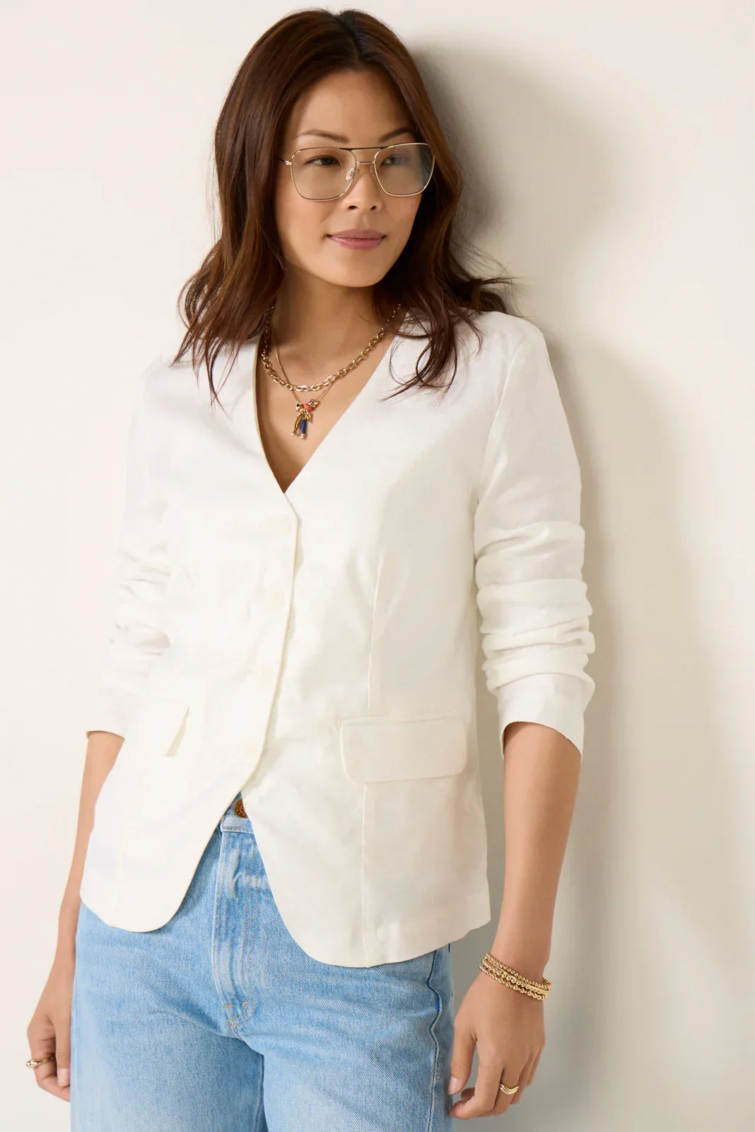 Mya Stretch Linen Blazer