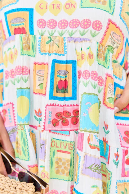 Its My Day Market Print Smocked Top Mini Dress