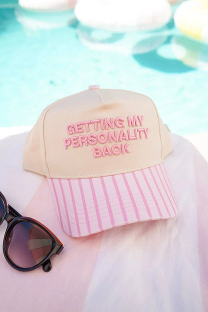 KenzKustomz Pink Stripe Trucker Hat Getting my Personality Back