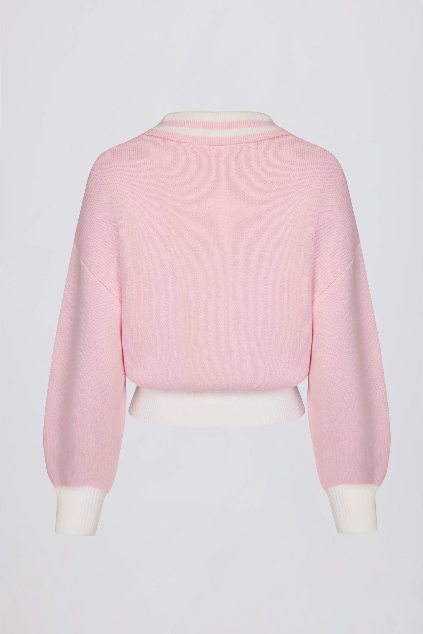 Cotton Jersey Oversized V Neck Jumper in Powder Pink