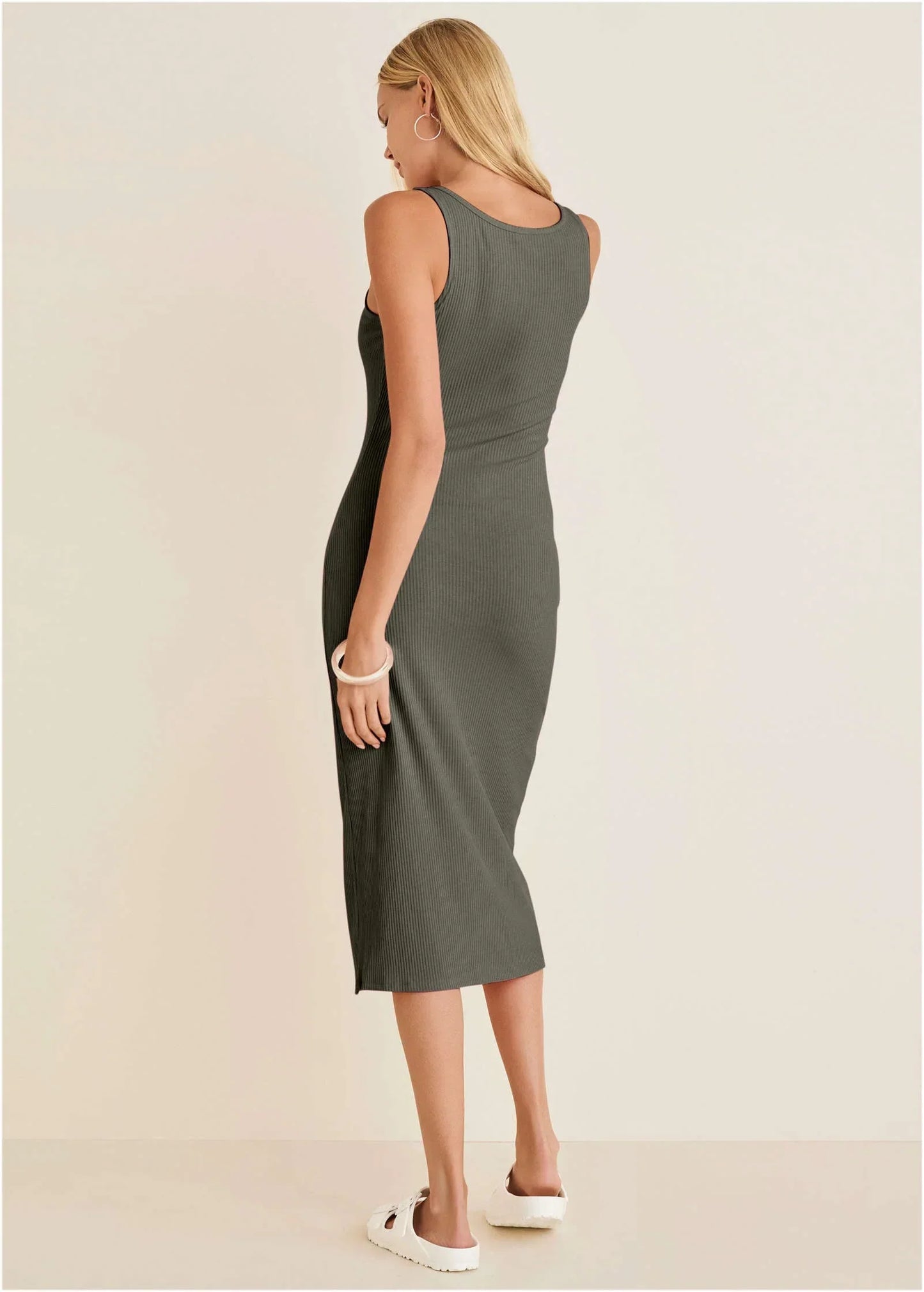 Henley Midi Dress Olive