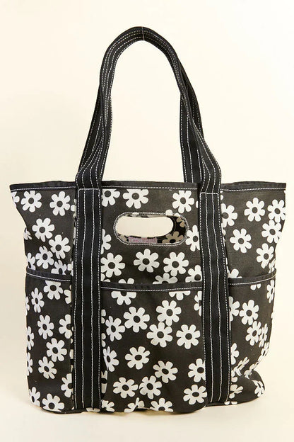 Daisy Daydreams Black Canvas Tote