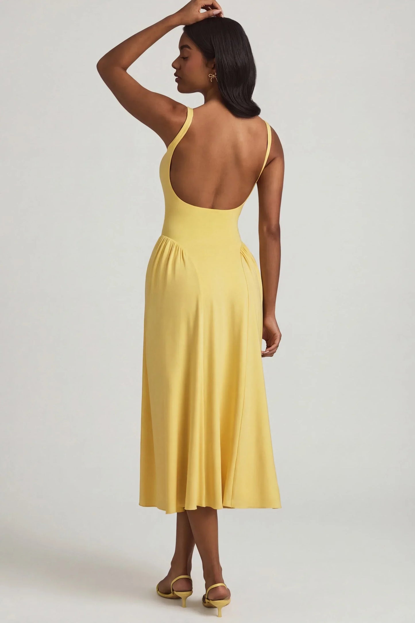 Modal A Line Midaxi Dress in Pastel Yellow
