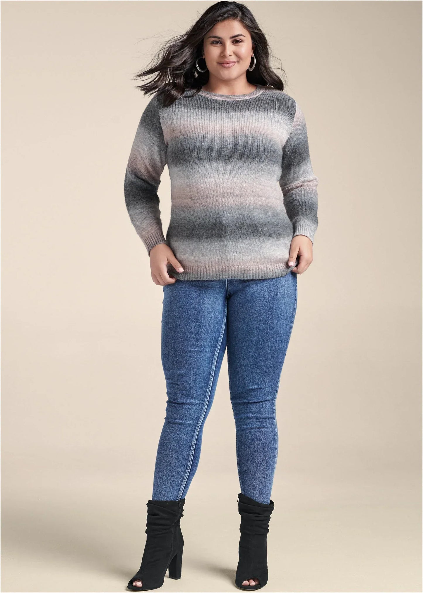Ombre Stripe Sweater Pink Black