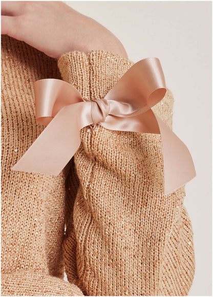 Glitter Knit Sweater Cream Tan