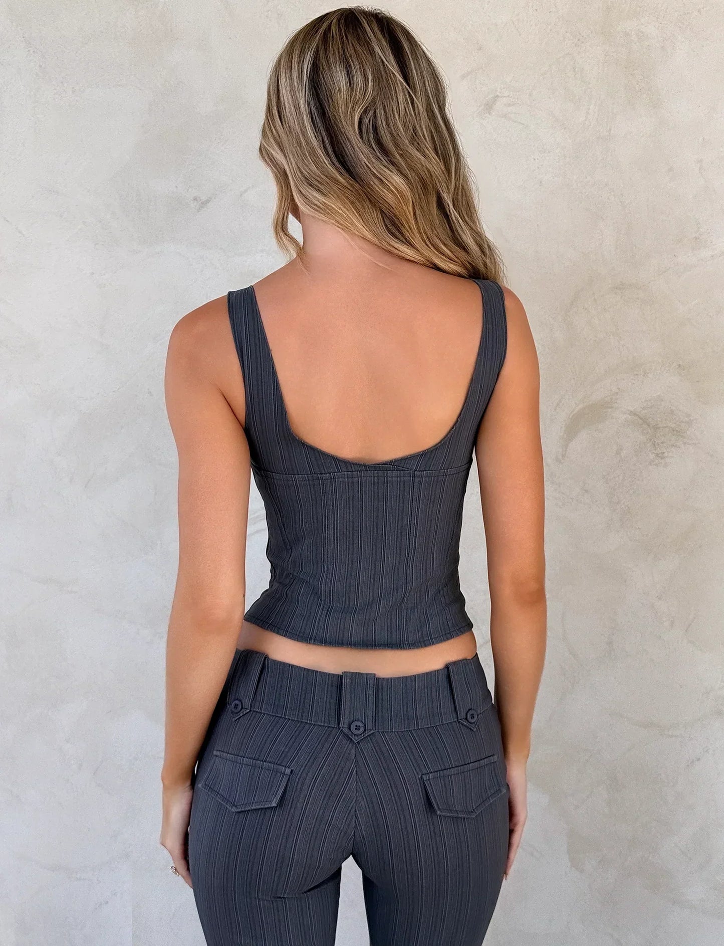 KITTIE CORSET GREY STRIPE