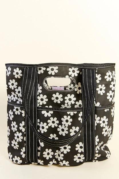 Daisy Daydreams Black Canvas Tote