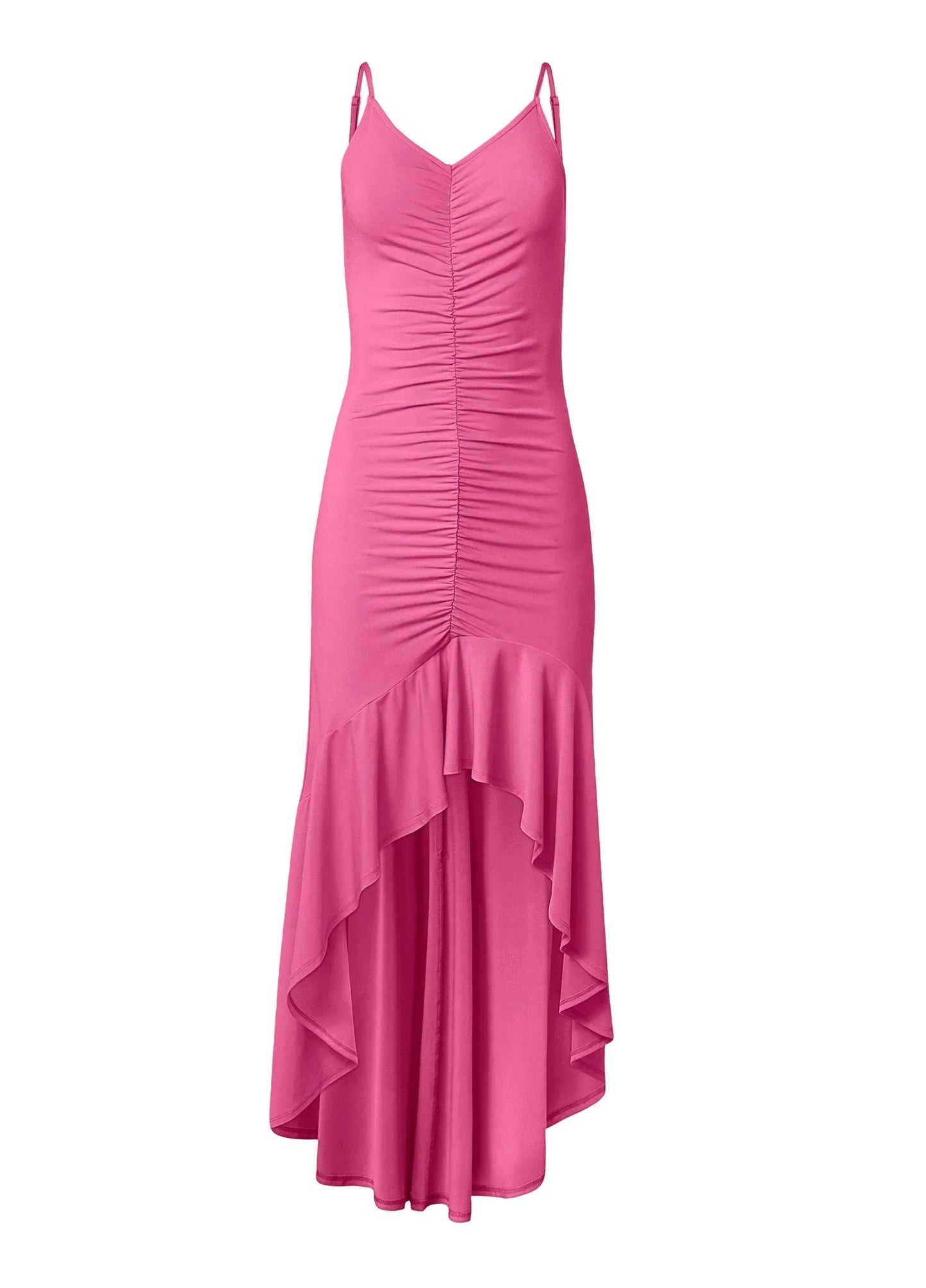 High Low Ruffle Dress Pink