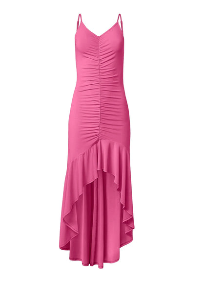 High Low Ruffle Dress Pink