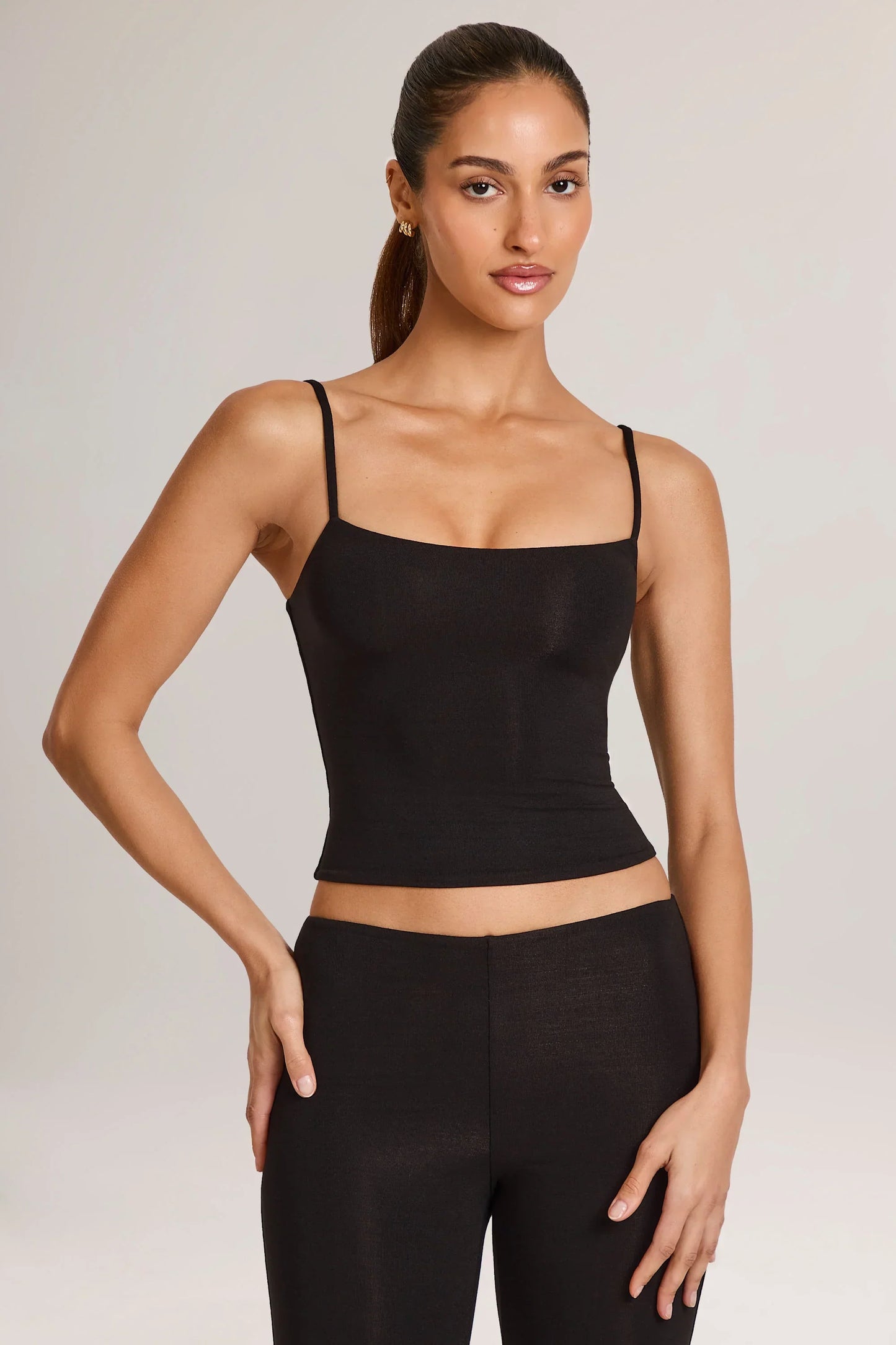 Modal Scoop Neck Tank Top in Black