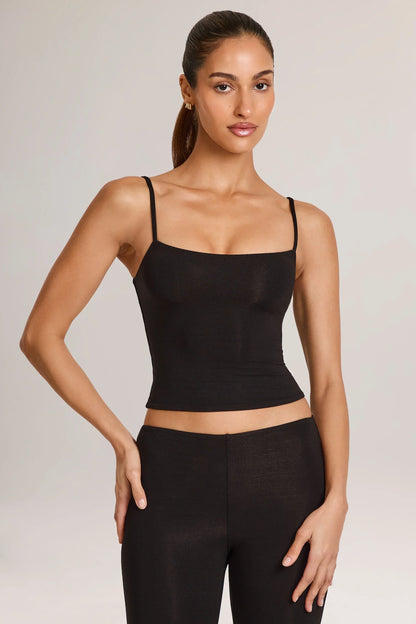 Modal Scoop Neck Tank Top in Black